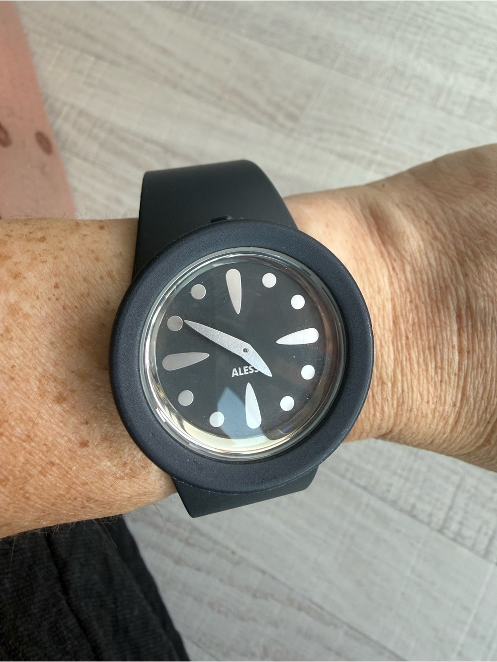 Alessi AL1005 Stefano Pirovano Black Polyurethane Quartz Watch Designer Italy